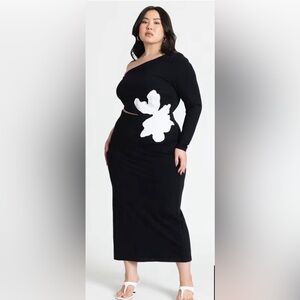 Elegant Black and White One-Shoulder Dress